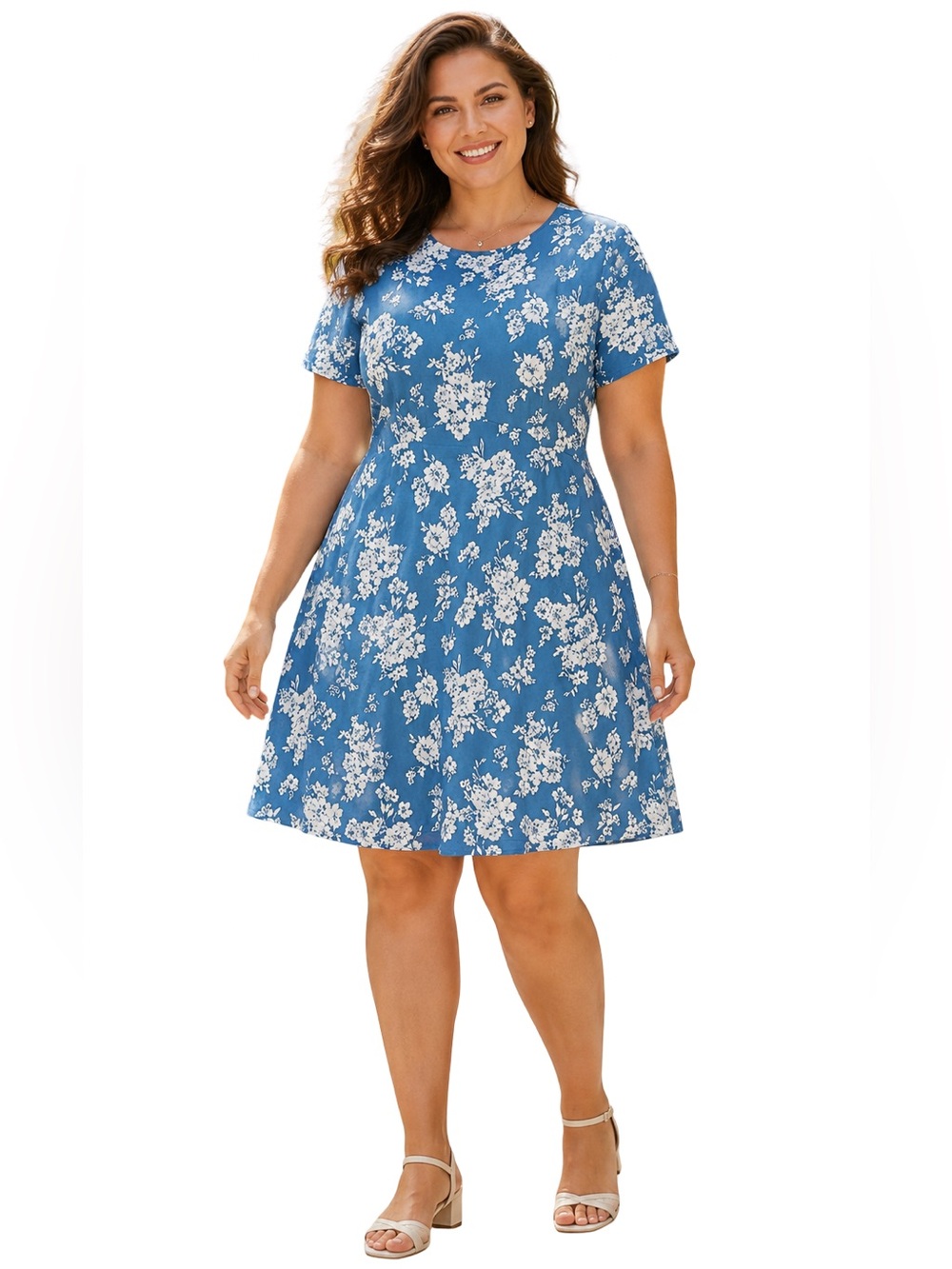 Old Navy Printed Mini swing Dress Teal Blue Floral Empire Waist Pockets NWT XL